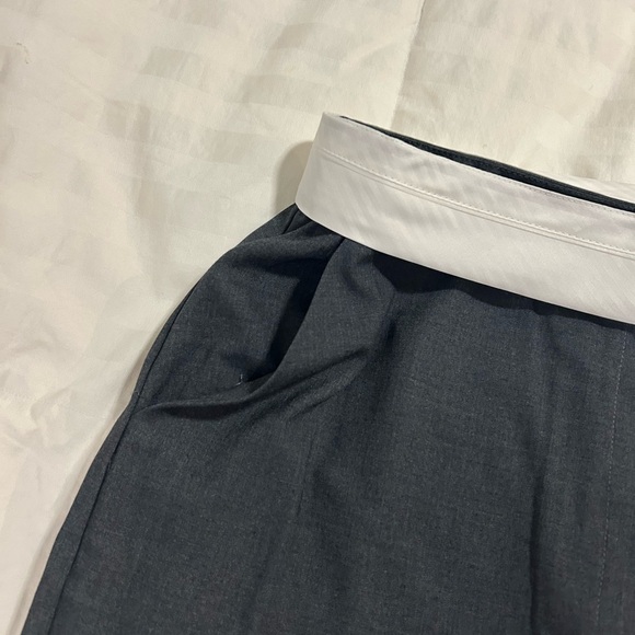 Vici Charcoal Maxi Skirt with White Waistband and Front Slit - Picture 3 of 8